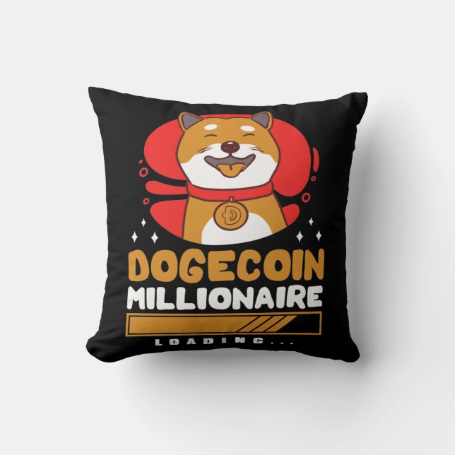 Crypto DogeCoin Millionaire Loading Kudde (Framsida)