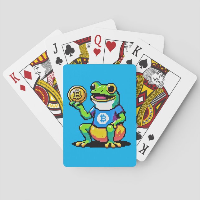 Crypto Frog - Lustigt Pixel Art Digital Currency Casinokort (Baksidan)
