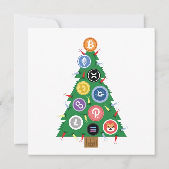 Crypto Julgran Cryptocurrency Ornament Kort (Framsida)