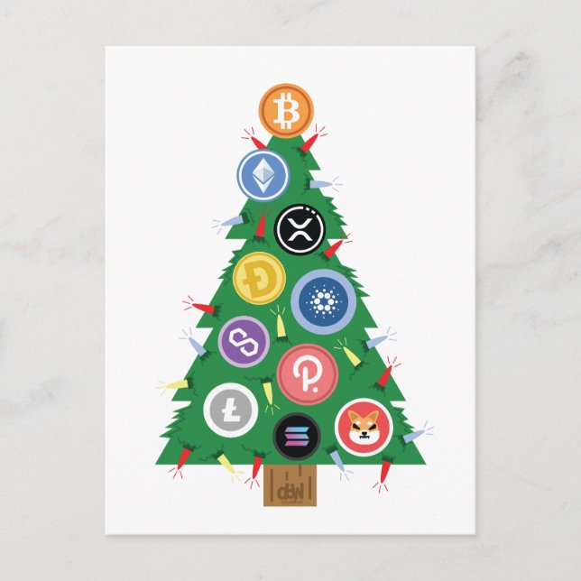Crypto Julgran Cryptocurrency Ornament Vykort (Framsida)