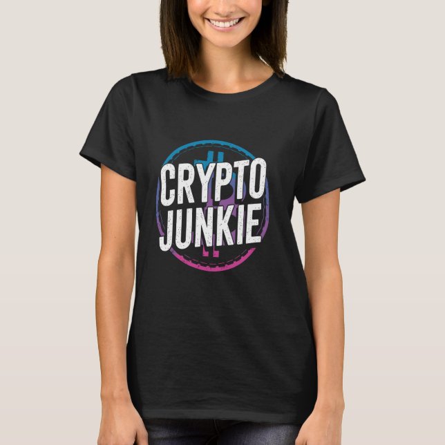 Crypto Junkie Cryptocurrency Älskare T Shirt (Framsida)