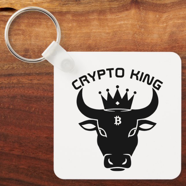Crypto Kung Personlig White Nyckelring (Framsida)
