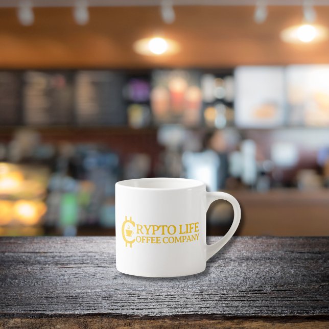 Crypto Life Coffee Company Original Guld Logotyp Espressomugg (Skapare uppladdad)