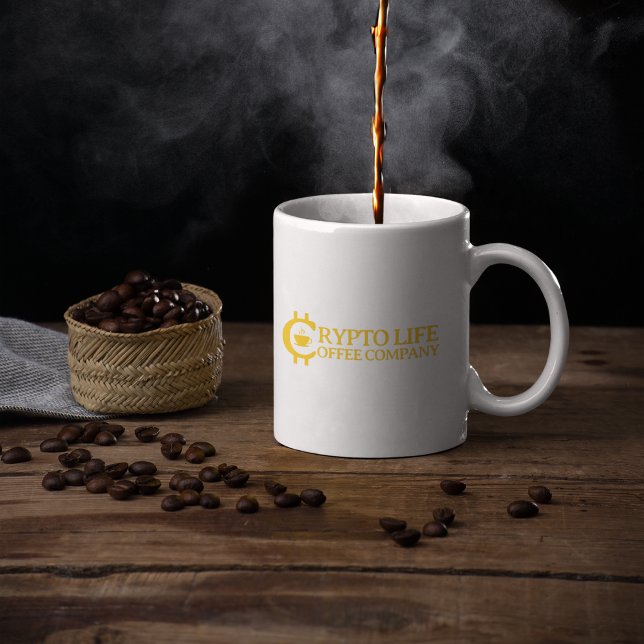Crypto Life Coffee Company Original Guld Logotyp Kaffemugg (Skapare uppladdad)