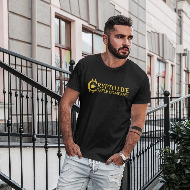 Crypto Life Coffee Company Original Guld Logotyp T Shirt (Skapare uppladdad)