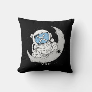Crypto Meme XRP Cryptocurrency Cute Astronaut Måne Kudde