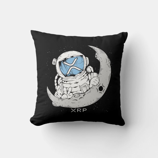 Crypto Meme XRP Cryptocurrency Cute Astronaut Måne Kudde (Framsida)