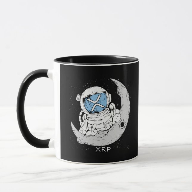 Crypto Meme XRP Cryptocurrency Cute Astronaut Måne Mugg (Vänster)