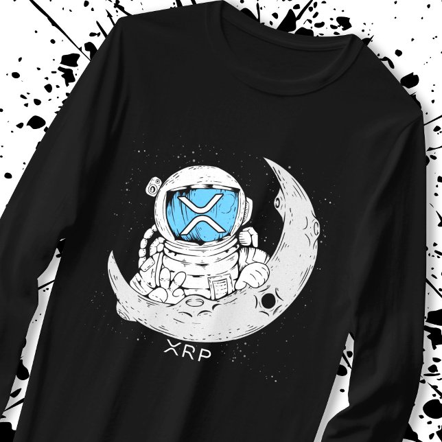 Crypto Meme XRP Cryptocurrency Cute Astronaut Måne T Shirt (Skapare uppladdad)