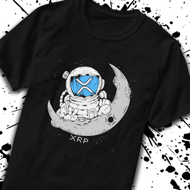 Crypto Meme XRP Cryptocurrency Cute Astronaut Måne T Shirt (Skapare uppladdad)