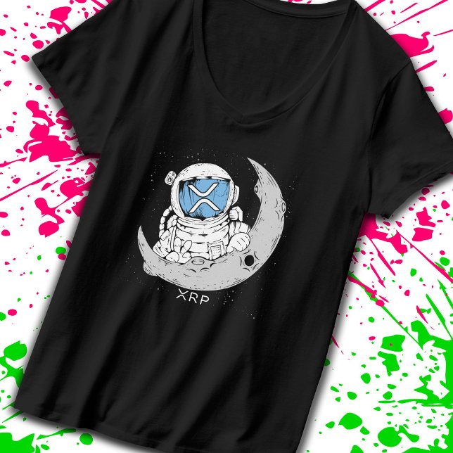 Crypto Meme XRP Cryptocurrency Cute Astronaut Måne T Shirt (Skapare uppladdad)
