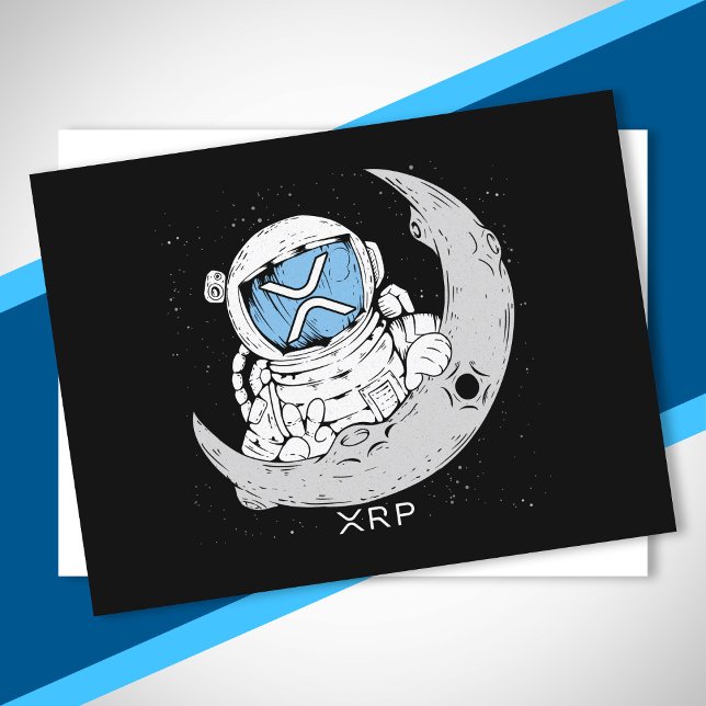 Crypto Meme XRP Cryptocurrency Cute Astronaut Måne Vykort (Skapare uppladdad)
