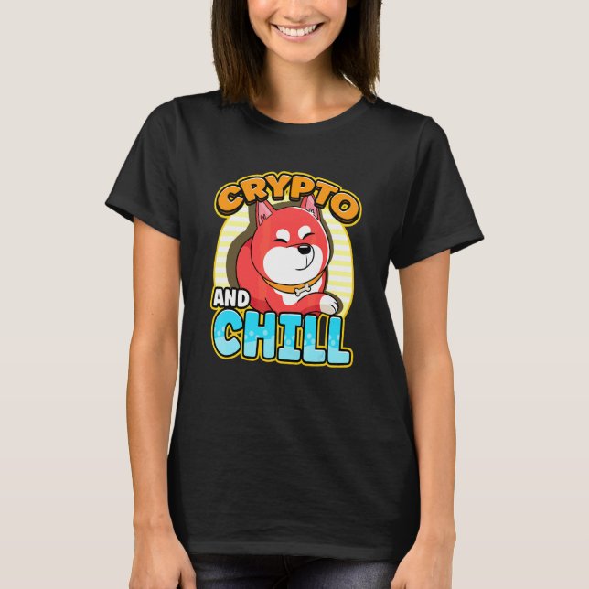 Crypto Millionaire lastar in kryptocurrency Shiba  T Shirt (Framsida)