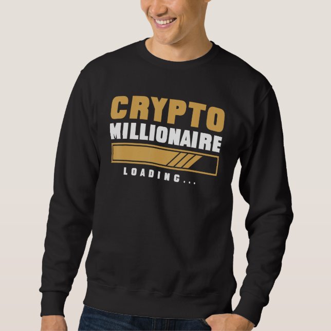 CRYPTO MILLIONAIRE LOADING Currency Trading Hodl V Lång Ärmad Tröja (Framsida)