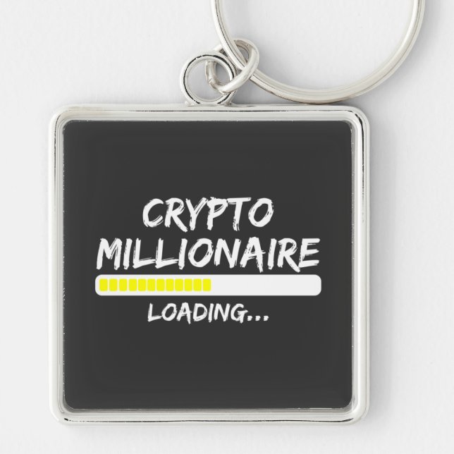 Crypto Millionaire Loading Keychain Fyrkantig Silverfärgad Nyckelring (Framsidan)