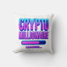 Crypto Millionaire Loading | Neon Digital Currency Kudde