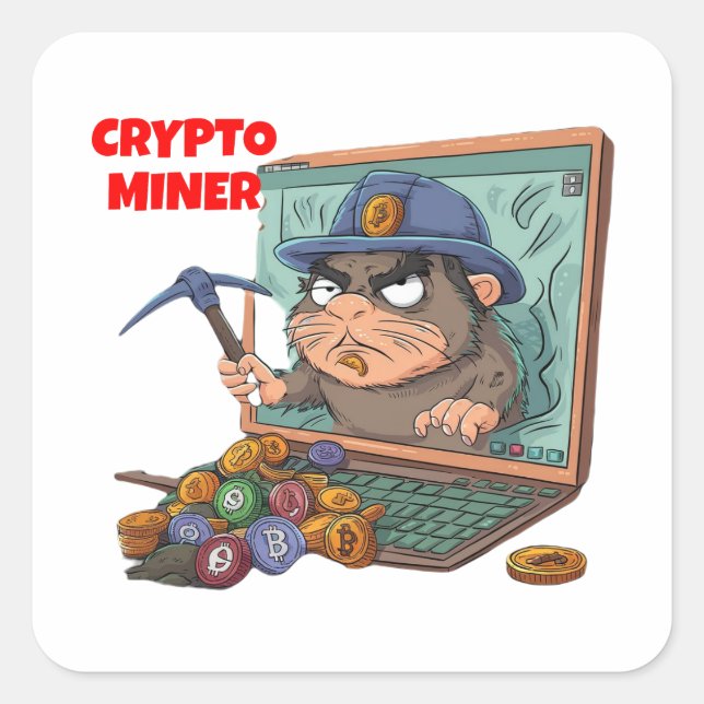 Crypto Miner Fyrkantigt Klistermärke (Framsida)