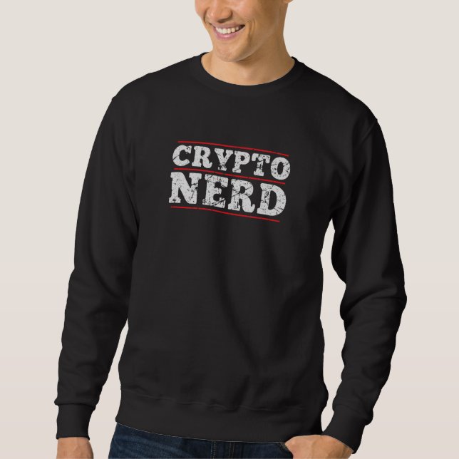 Crypto Nerd Bitcoin Btc Cryptocurrency Blockchain Lång Ärmad Tröja (Framsida)
