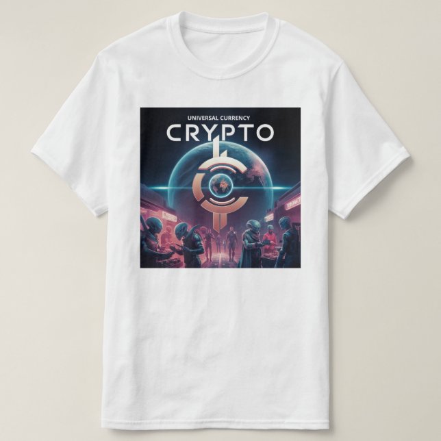 Crypto Planet White T Shirt (Design framsida)