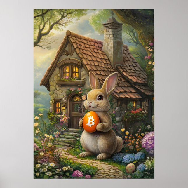Crypto Rabbit Hål Påskhare Painting Poster (Framsidan)