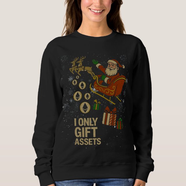 Crypto Sleigh Ride™ Santa Holiday for ETH Stakers T Shirt (Framsida)