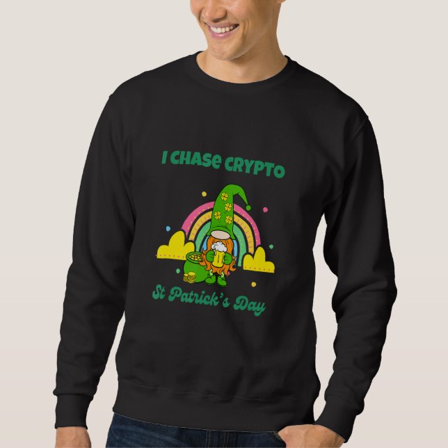 Crypto St Patrick I Chase Crypto Funny Irish Crypt Lång Ärmad Tröja (Framsida)