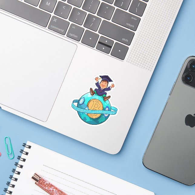 Crypto Studenten Klistermärken (Laptop med iPhone)