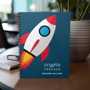 Crypto Tracker Journal med raketen mot Måne Anteckningsbok
