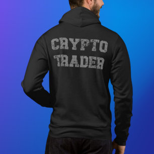 Crypto Trader Grunge Black-Grått Zip T Shirt
