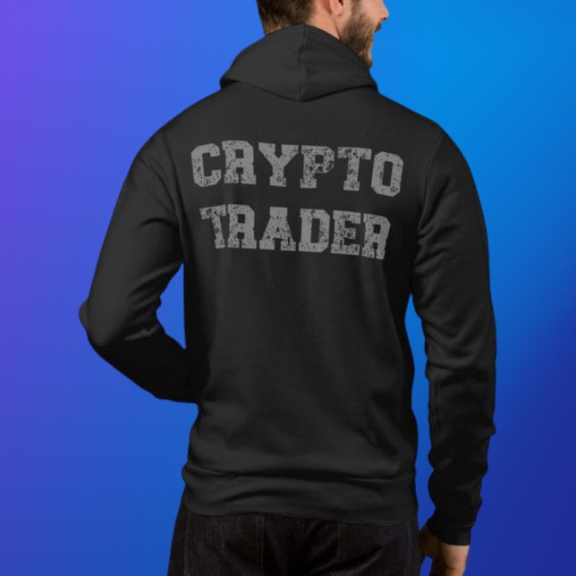 Crypto Trader Grunge Black-Grått Zip T Shirt (Skapare uppladdad)