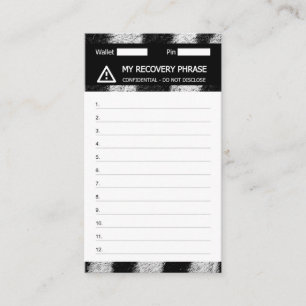 Crypto Wallet Zebra Recovery Seed Frase 12 Visitkort