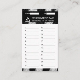 Crypto Wallet Zebra Recovery Seed Rase 24 Visitkort