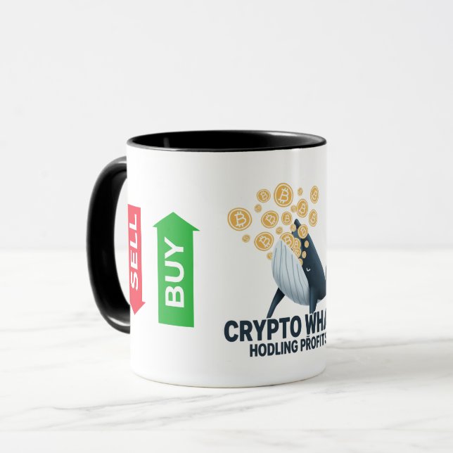 Crypto Whale Bitcoin Buy Sell Trading Coffee Mug Mugg (Framsida vänster)