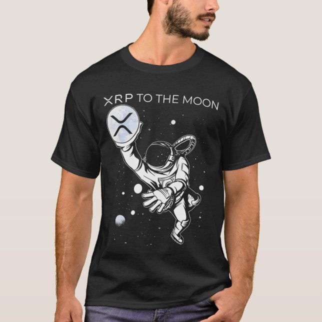 Crypto XRP Ripple to the Moon Internet Money coins T Shirt (Framsida)