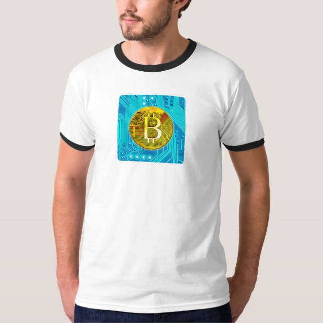 Cryptocurrency Bitcoin & Chip T Shirt (Framsida)