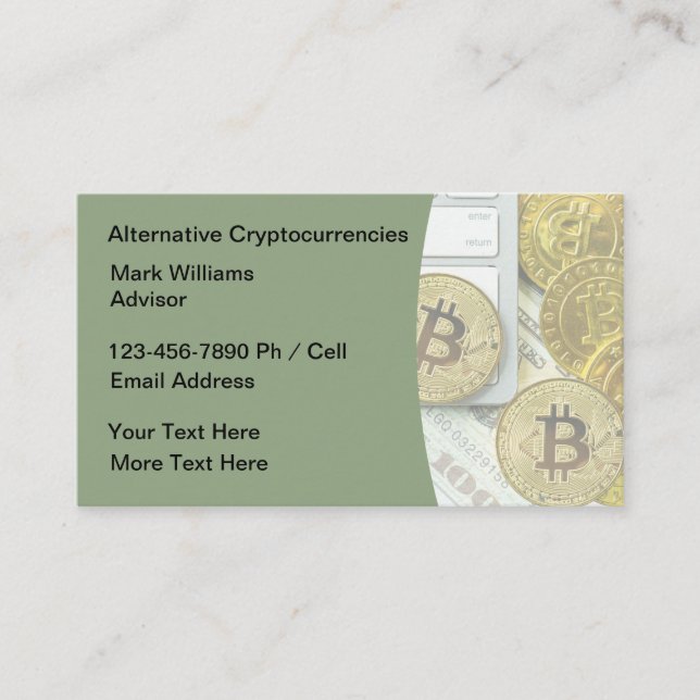 Cryptocurrency Bitcoin Investeringstema Visitkort (Framsida)