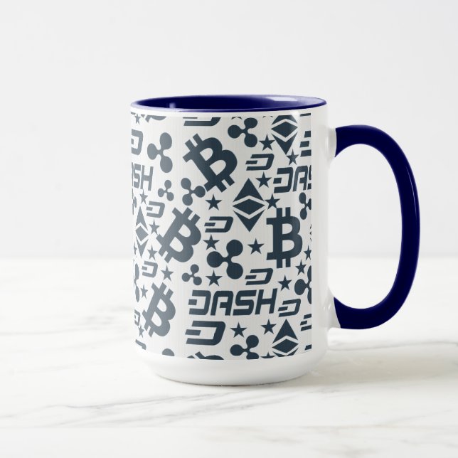 Cryptocurrency Blue Money Mönster Mugg (Höger)