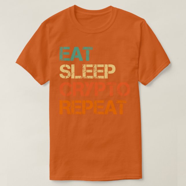 Cryptocurrency Eat-vilokrypto Repeat Bitcoin-Rolig T Shirt (Design framsida)