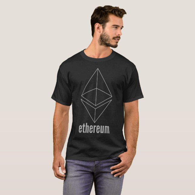 Cryptocurrency för Ethereum ETH utrymmegrå färg T Shirt (Hel framsida)