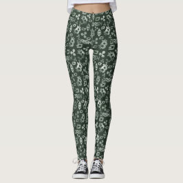 Cryptocurrency Grönt Money Mönster Leggings