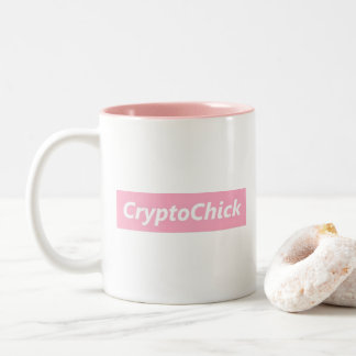 Cryptocurrency rosa Bitcoin $ för Crypto chick Två-Tonad Mugg