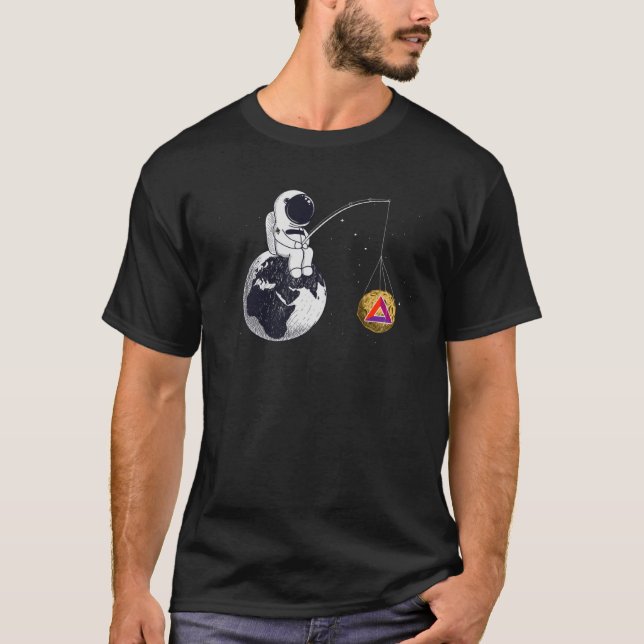 Cryptocurrency Talk FLADDERMUS till Måne Space Man T Shirt (Framsida)