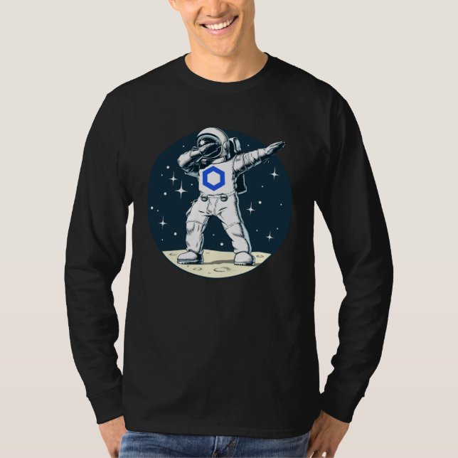 Cryptocurrency Talk  Fun Chainlink Dabbing Space M T Shirt (Framsida)