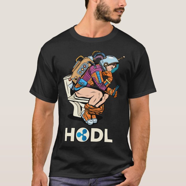 Cryptocurrency Talk Ripple XRP HODL Space Man On T T Shirt (Framsida)