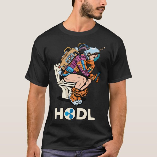 Cryptocurrency Talk Ripple XRP HODL Space Man On T T Shirt (Framsida)
