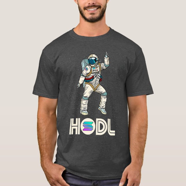 Cryptocurrency Talk Roligt HODL Solana Disco Måne T Shirt (Framsida)