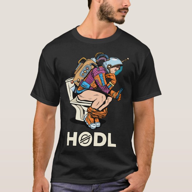 Cryptocurrency Talk Stellar Lumens HODL Space Man  T Shirt (Framsida)