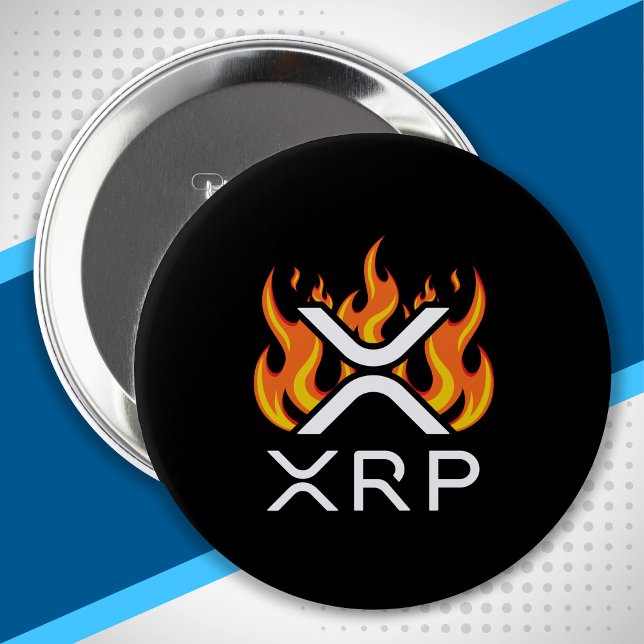 Cryptocurrency XRP Crypto Orange Flames Fire Melt Knapp (Skapare uppladdad)
