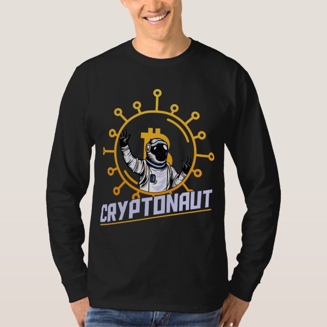 Cryptonaut - Crypto Astronaut Bitcoin & Etherum T Shirt (Framsida)