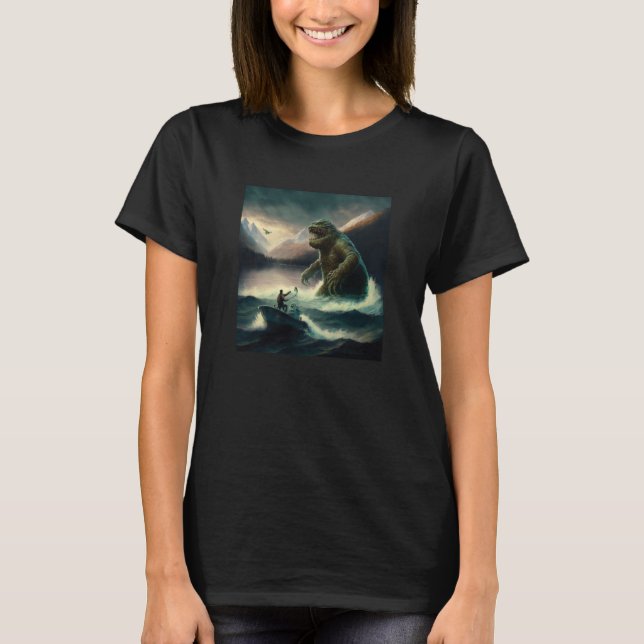 Cryptozoologists Cryptid Lake Creature Rising from T Shirt (Framsida)